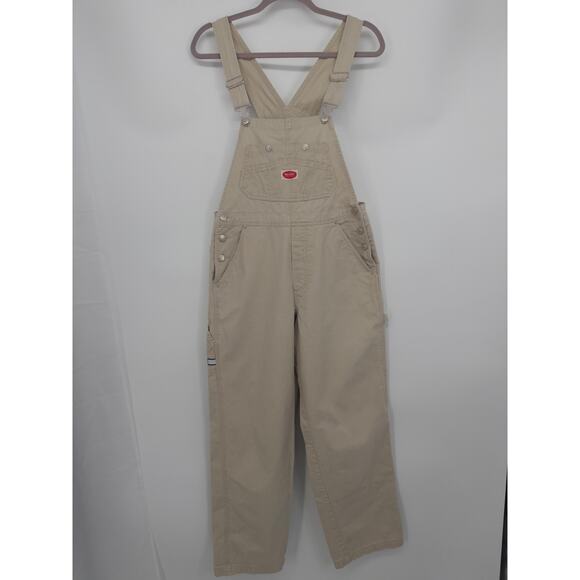 Revolt Women's M Juniors Baggy Straight Leg Twill Khaki/Beige Overalls - Picture 1 of 7